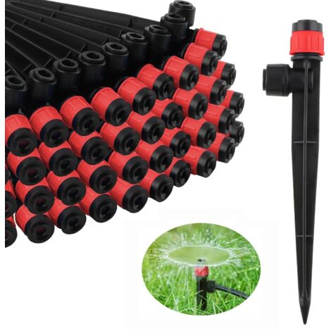 Goutteur Irrigation Réglable 360 Degrés - 100 Pièces - Plastique PP - Débit Variable - Jardin Serre Potager - Pour Tuyau 4mm 7mm