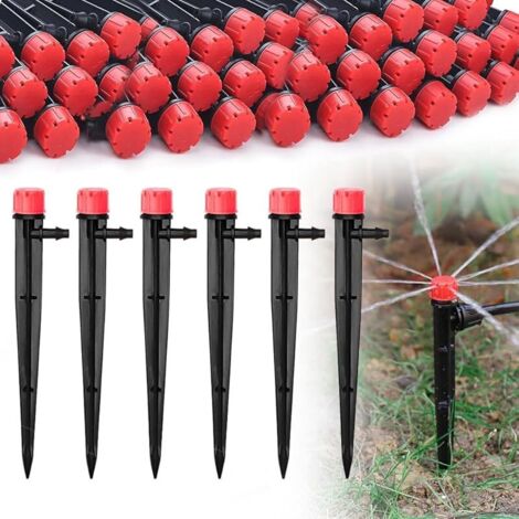Goutteur Irrigation Réglable, 50 Pièces Goutteur d'irrigation Insertion 360 Degrés 8 Trous Goutteur Atomiseur Équipement pour Parterres de Fleurs, Jardins, Pelouse à Plante