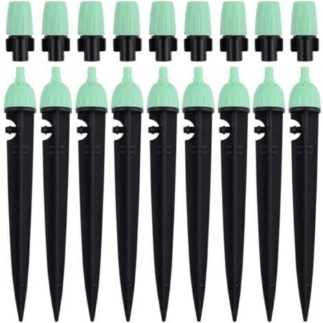Goutteurs d'irrigation avec connecteur, 20 pièces, arroseurs à débit d'eau réglable à 360 degrés, 2 en 1, pour système d'irrigation goutte à goutte (vert)