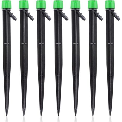 Goutteurs d'irrigation avec Connecteur, 20 Pièces Micro Spray 360 Degrés 8 Trous Débit d'Eau Réglable Micro Bubbler Arroseur Système Goutte à Goutte Irrigation pour Tuyau 1/4 Pouce (Vert)