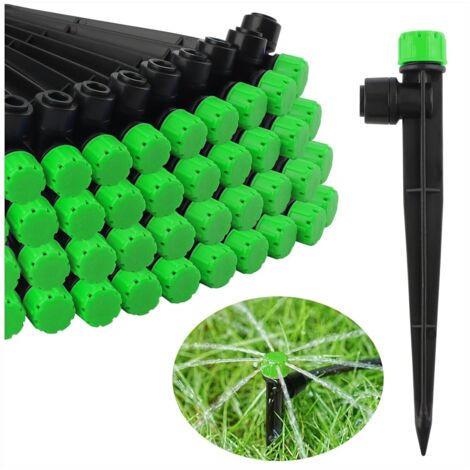Goutteurs Irrigation - 100 Pièces - PP Vert - Débit Réglable 360° - Jardin Serre Potager - Pour Tube 4mm/7mm