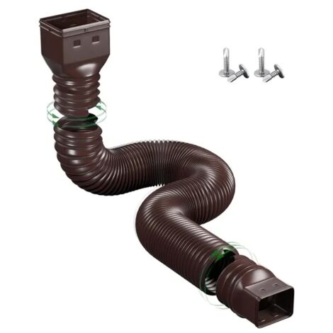 Gouttière et Descente – Rallonge de gouttière réglable 21–60 pouces, résistante aux UV, installation facile, protège les fondations, protection durable contre les eaux de pluie, marron