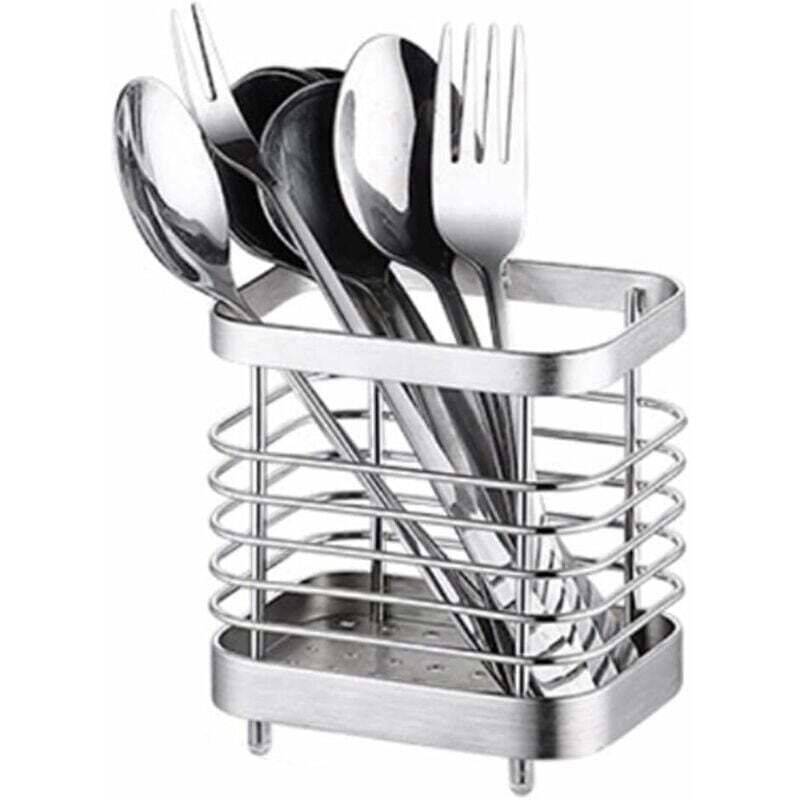 Ersandy – Égouttoir à couverts en acier inoxydable 304 – Drainage rapide – Support pour couteaux, fourchettes, cuillères – Design moderne argenté
