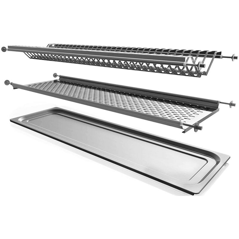 Égouttoir à vaisselle avec plateau et ressort 76 cm en acier inoxydable