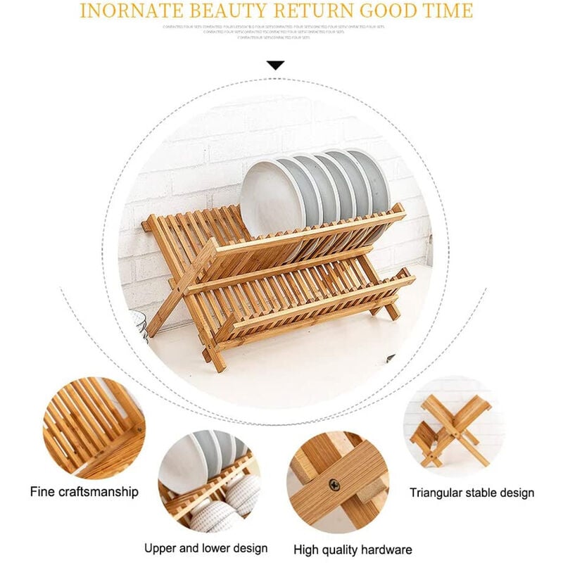 Skecten - gouttoir à Vaisselle et Couverts en Bambou (4226.535cm)