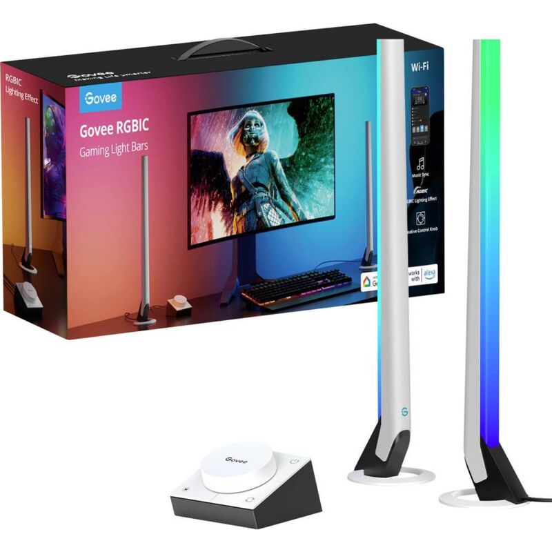 Govee Gaming Smart Light Bars H6047 Lampe à LED de table 24 W LED blanc, noir Y203943