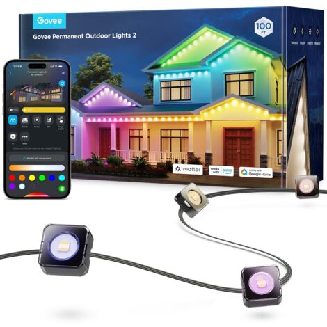 Govee h705e permament outdoor lights 2 30m  iluminación led  rgbicw, wi-fi, bluetooth, ip67
