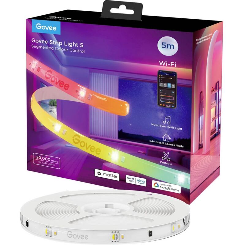 Govee LED Strip Lights Matter ready 5 Meter H612ACD1 Ruban LED (Base) 230 V, 24 V RVB 1 pc(s)