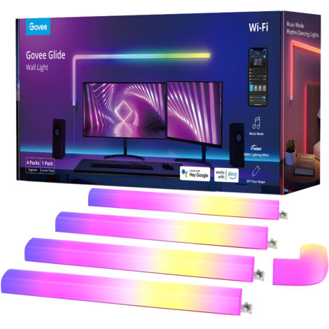 GOVEE LED-Wandleuchte Glide Wall Light (4+1), EEK: G, smart, RGB, dimmbar, weiß