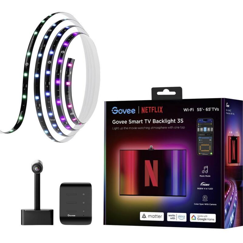 Govee Netflix Envisual TV Backlight 55&126,65 inch H6098CD1 Bandeau lumineux à LED 100 V, 240 V, 12 V RVB 1 set