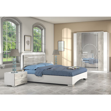 GOYA - Ensemble Lit 160x200cm + 2 Chevets + Armoire