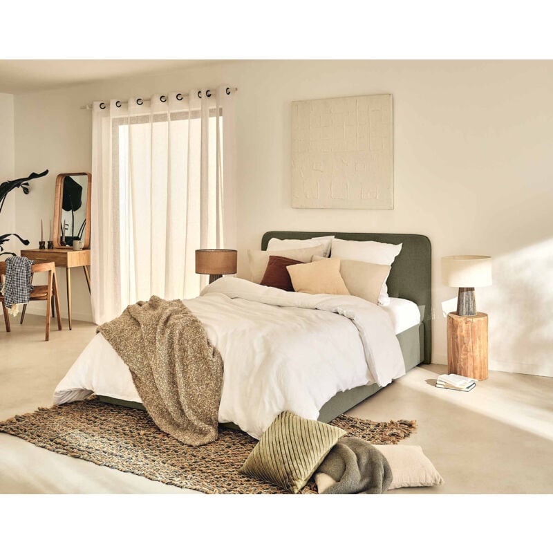 Bestmobilier - Goyave - lit coffre - 140x190 - en tissu - sommier inclus - vert