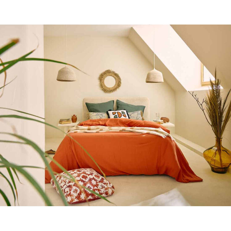 Bestmobilier - Goyave - lit coffre - 140x190 - en velours côtelé - sommier inclus - beige