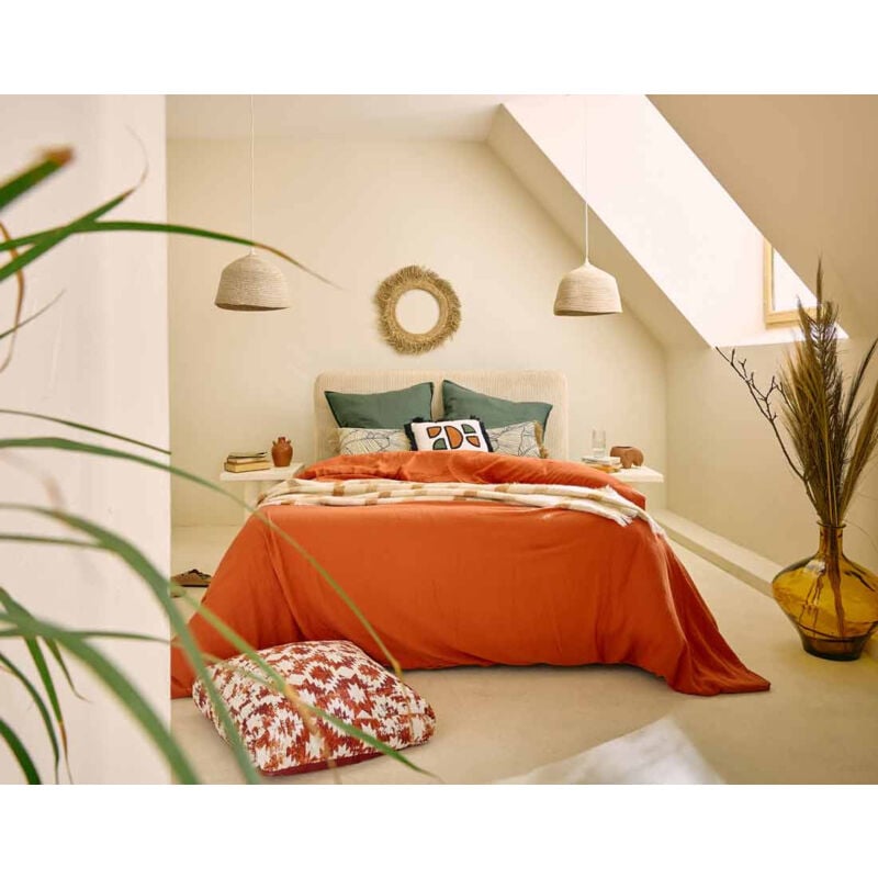 Bestmobilier - Goyave - lit coffre - 140x190 - en velours côtelé - sommier inclus - beige