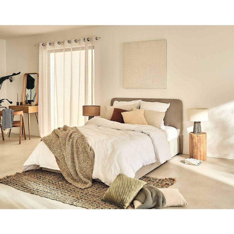 Bestmobilier - Goyave - lit coffre - 160x200 - en tissu - sommier inclus - beige