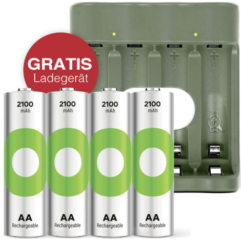 GP "Aktion Gratis Ladegerät" USB-Modell Ladegerät GP B441 inkl. 4x AA-Akku Mignon (AA)-Akku NiMH 210