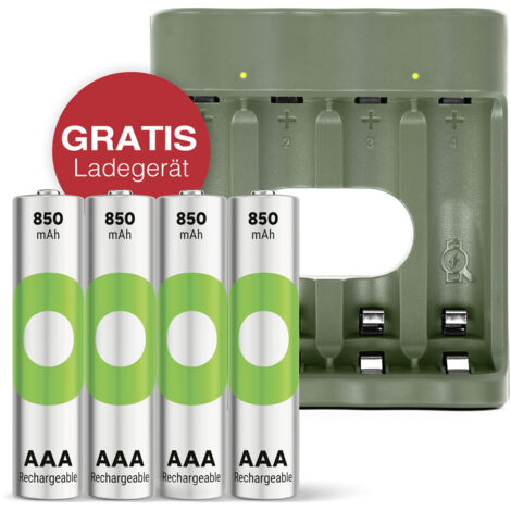 GP "Aktion Gratis Ladegerät" USB-Modell Ladegerät GP B441 inkl. 4x AAA-Akku Micro (AAA)-Akku NiMH 85