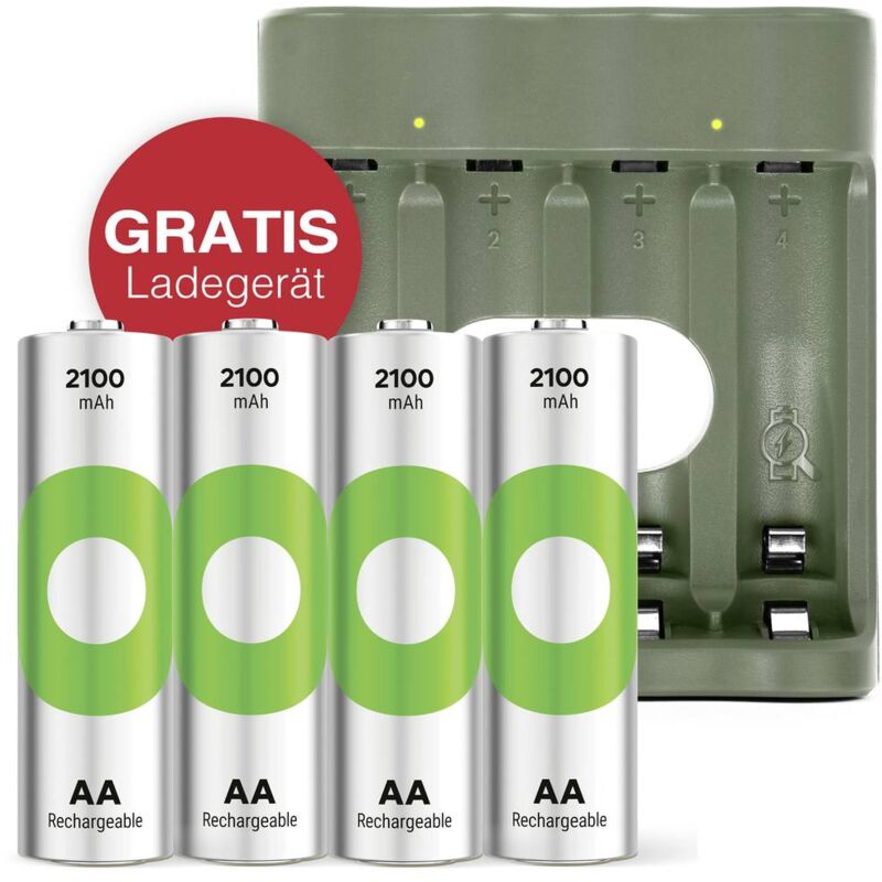 Aktion Gratis Ladegerät USB-Modell Ladegerät B441 inkl. 4x AA-Akku Pile rechargeable LR6 (aa) NiMH 2100 mAh 1.2 - GP