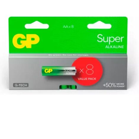 GP Batteries Pilas Alcalinas AA 1.5V (LR06-B8 GP) 8 Pilas (G241) GP15A