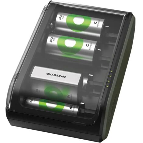 GP Battery NiMH-Ladegerät B631 zum Laden von 1,5-V-Mini-Stylus-, AA-Stylus-, C-, D- und 9-V-Batterien