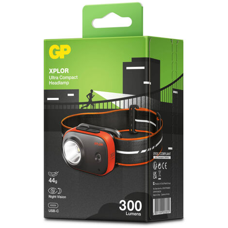 GP Battery Torcia LED Frontale PHR16 300LM Ricaricabile USB-C