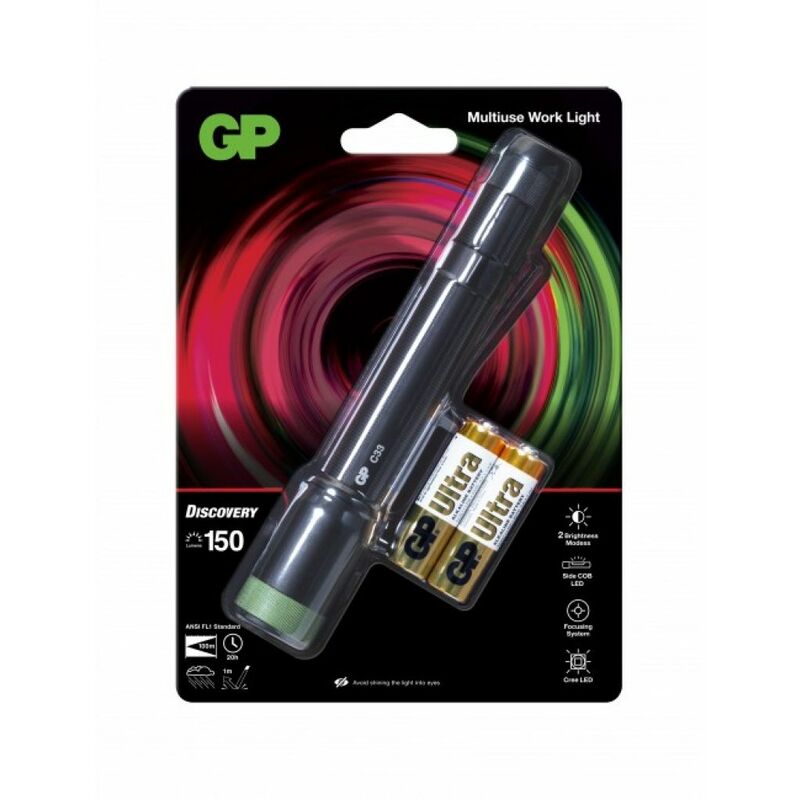Image of Battery Torcia led C33 150LM con 2 Batterie Stilo aa e Luce Laterale - GP