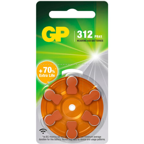 GP Hörgerätebatterie ZA 312 1.4 V 6 St.  Zink-Luft PR41