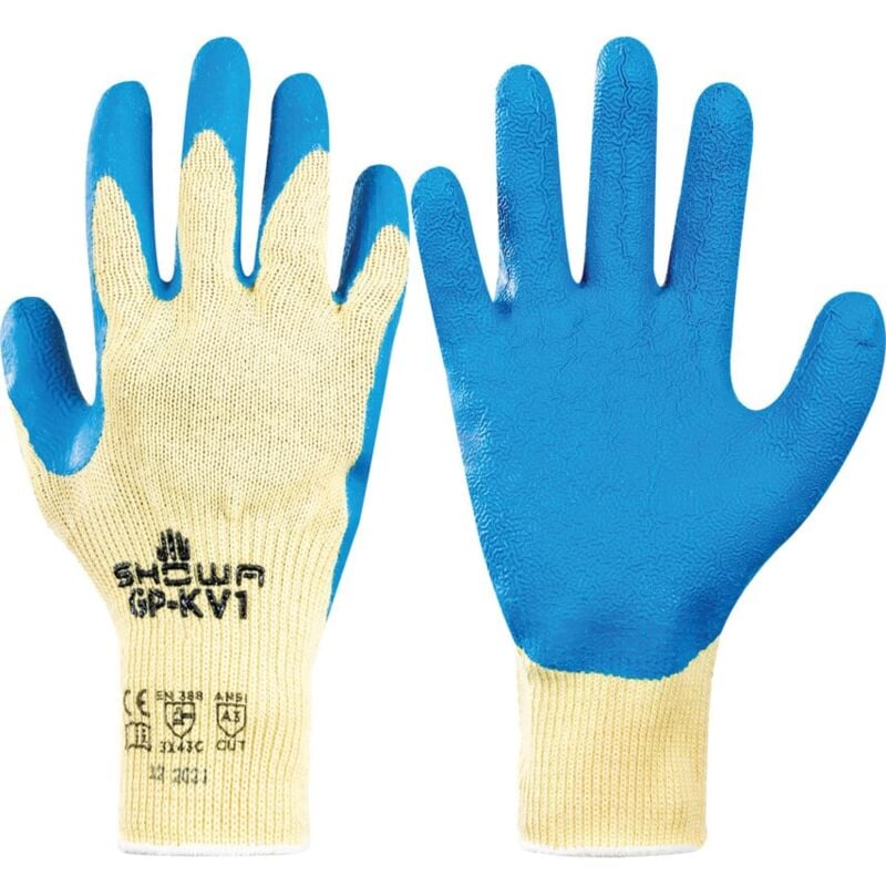 Kevlar Gloves, Cut Resistant, Yellow/Blue, Size 10 - Showa