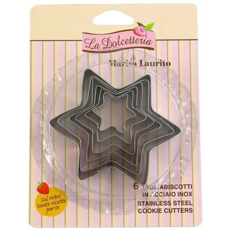 GP & Me Set 6 Tagliabiscotti a Forma di Stella La Dolcetteria in Acciaio Inossidabile