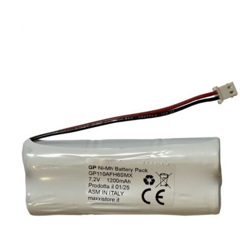 GP BATTERIES GP Pacco batteria Ni-Mh 7,2V 1200mA ricaricabile per Getronic GT 2200 Casa Alarm
