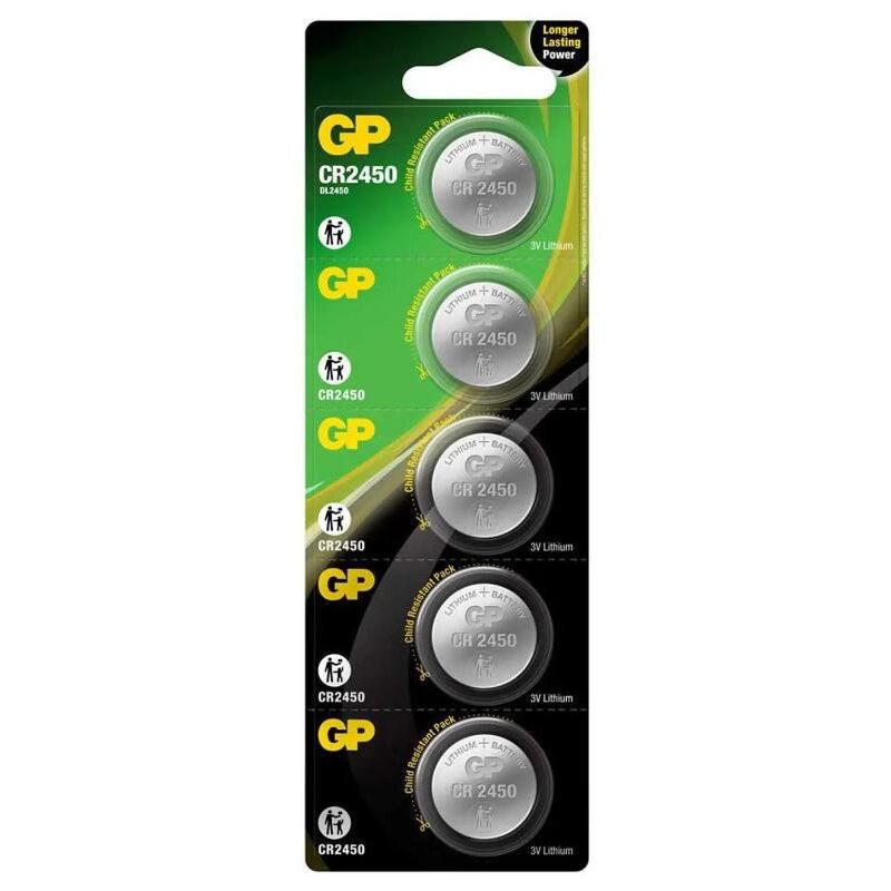 

gp pilas litio 5 pilas boton (cr2450-b5 gp) 3,0v-610 mah g076 - Mibricotienda