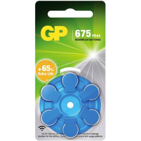 GP Pile pour appareil auditif ZA 675 1.4 V 6 pc(s) zinc-air PR44 Q595613