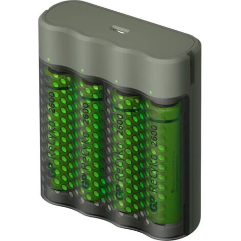 GP - Set di 4 caricabatterie e cassetta USB