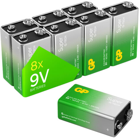 GP Super Alkaline-Batterie E-Block, 6LR61, MN1604, 9V, 8 Stück