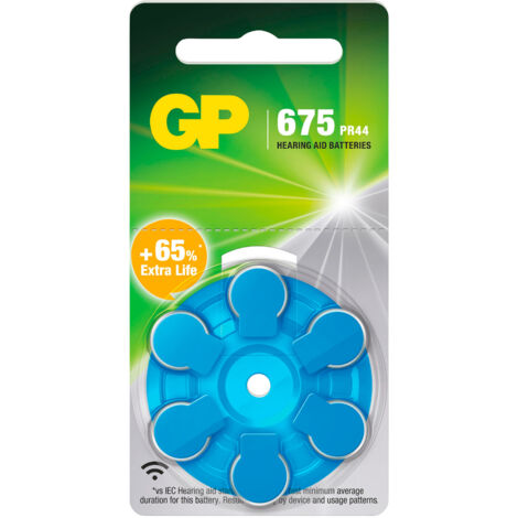 GP ZA675 , Hörgeräte Batterie, PR 44, 6 Stück