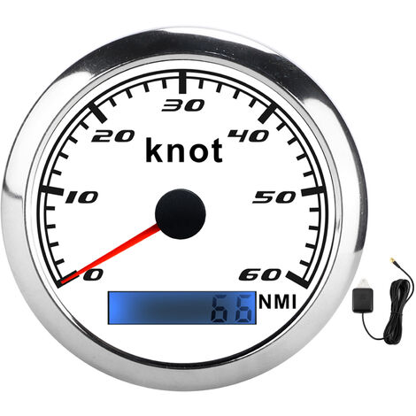 GPS Compteur de Vitesse Pointeur Tachymètre Numérique IP67 tanche avec Antenne Universel pour Voiture Camion Bateau 930V DCBlanc