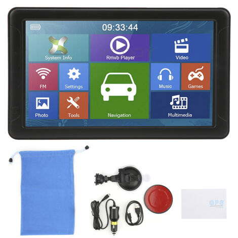 GPS de navigation automobile 9 pouces, grand écran tactile avec guidage vocal et points d'intérêt (POI), résolution 800×480, portable avec carte de l'Europe pour camions