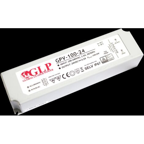 GPV-100-15 : Alimentation GLP série GPV 15 V/6,7 A, CV, boîtier plastique IP67