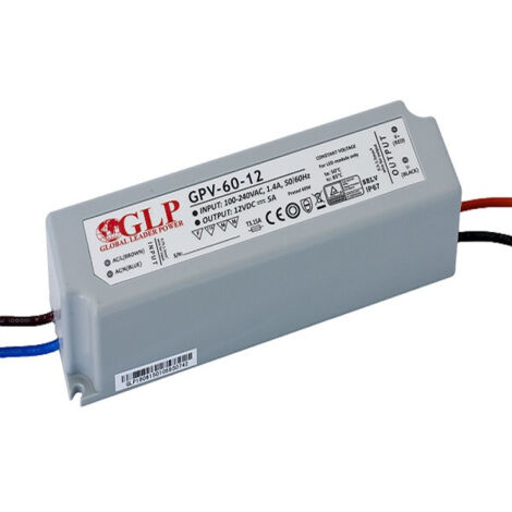 GPV-60-15 : Alimentation GLP série GPV 15 V/4 A, CV, sans PFC, boîtier plastique IP67