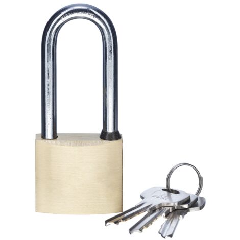 Gr .50 mm MESSING VORHÄNGESCHLOSS MIT LANGEM BÜGEL  Brass padlock