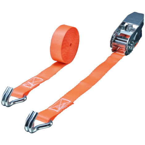 Gr .6 Meter RATSCHEN-ZURRGURT, 2-TEILIG, MIT SPITZHAKEN orange CARGO LASHING BEL