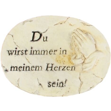 Grab-Spruchstein mit Aufschrift oval Grabschmuck Gedenkstein Grabdekoration  - Im Herzen sein