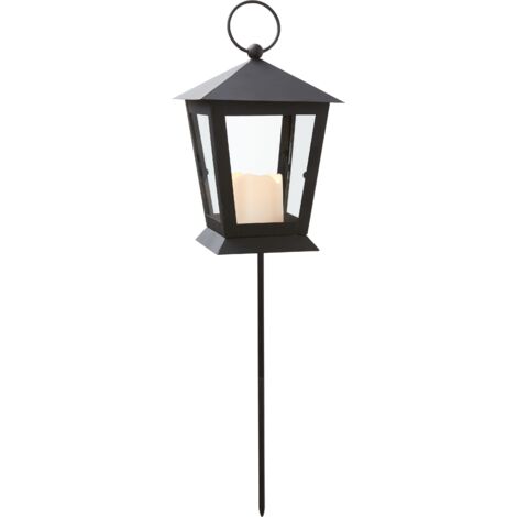 Grablaterne ,Serene mit LED-Kerze, Batterie und Timer, schwarzes Metall, 40cm
