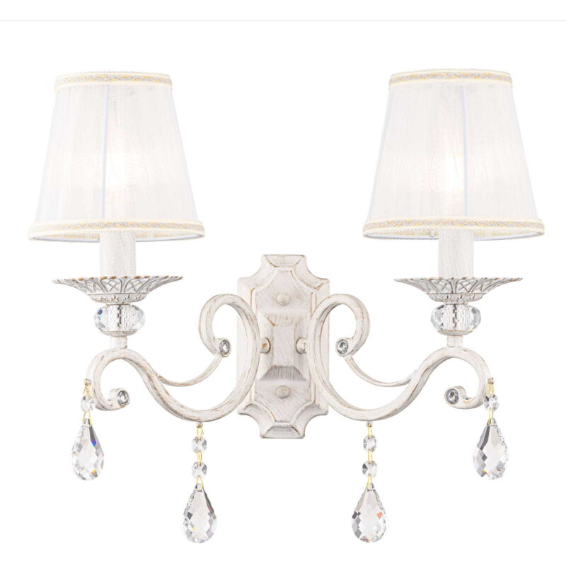 Grace Applique Bougie Blanche avec Or et Cristal, 2 Lumières, E14