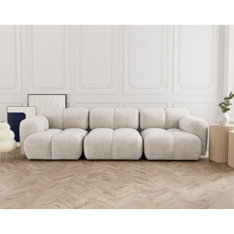 Grace - canapé modulable 3 places en velours texturé - beige