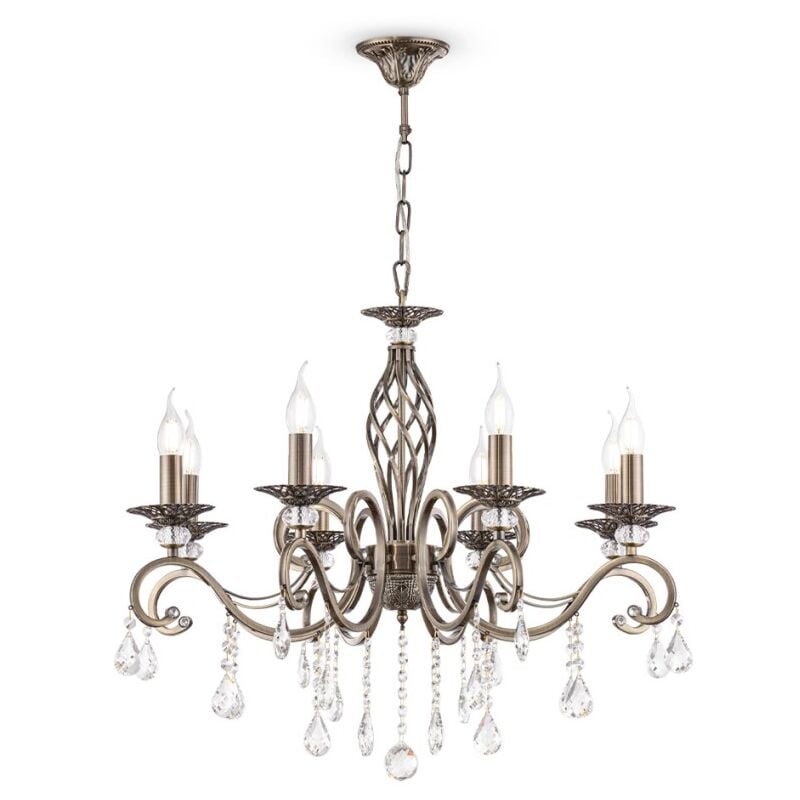 Maytoni - Candelabro classico a soffitto 8 luci cristalli pendenti Grace