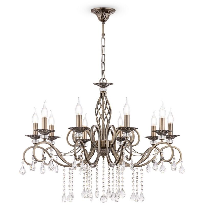 Lampadario Classico Grace Metallo Ottone 10 Luci