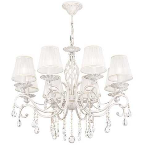 Grace Lustre blanc avec or et cristal, avec abat-jour, 8 lumières, E14