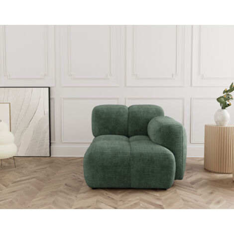 Grace - module d'assise droit en velours texturé - vert