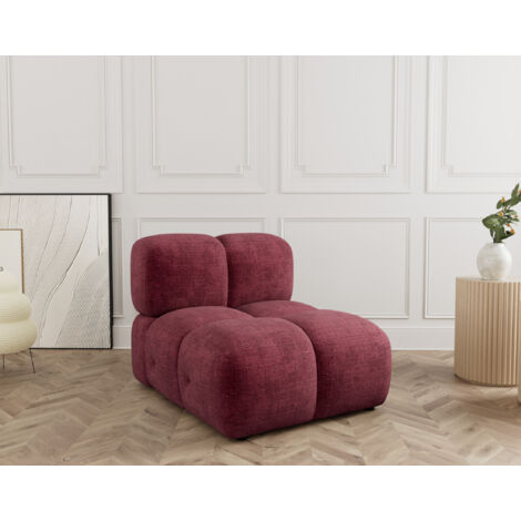 Grace - module d'assise sans accoudoir en velours texturé - prune